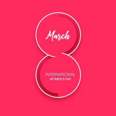 8 Mart, Uluslararası Kadınlar Günü, tebrik kartı. Uluslararası Kadınlar Günü için arka plan şablonu. Vektör çizimi. 10 saniye.