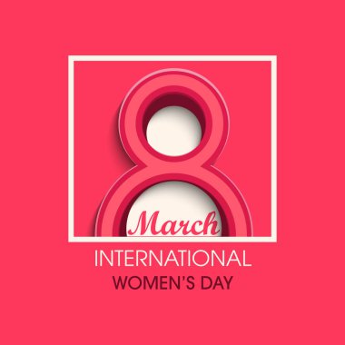 8 Mart. Uluslararası Kadınlar Günü. Kadın işareti. Anneler Günün kutlu olsun. Arkaplanda mesaj olan 8 numara. Vektör İllüstrasyonu.