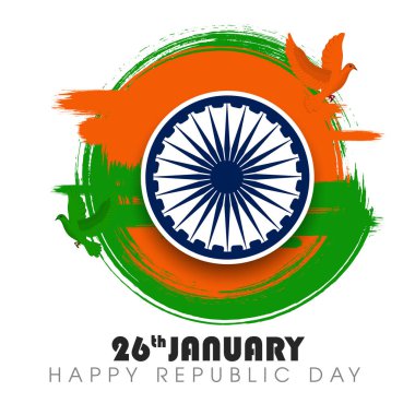 Hindistan Cumhuriyet Günü 'nün 26 Ocak tarihli vektör illüstrasyonu