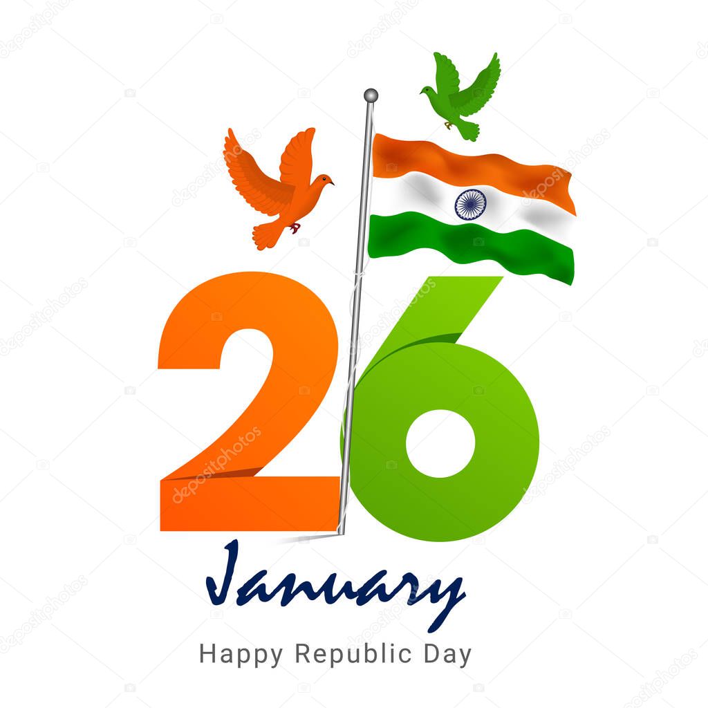 vector illustration of 26 January Happy Republic Day of India background, India celebration on 15 August 