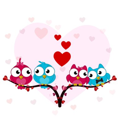 Sevgililer Günü 'nün kalbi. Bir sürü sevgililer günü kalbi olan dekoratif bir kalp. Vektör çizimi. Sevgililer Günü çizimleri ve tipografi öğeleri