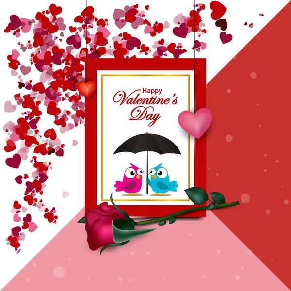 Happy Valentines Day Vector Background Template Valentine Greeting Text Heart — Stock Vector