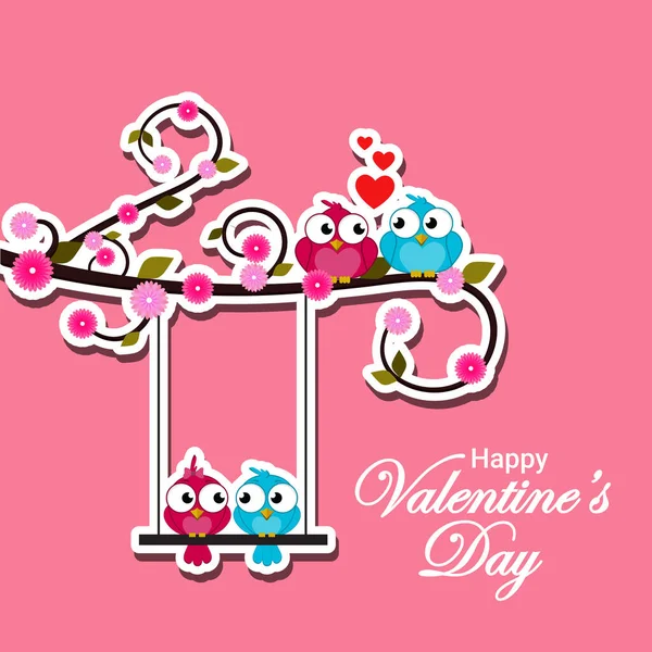 Милые Счастливые Птицы Сердцами Влюбленные Птицы День Святого Валентина Любовь — стоковый вектор