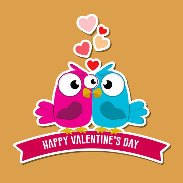 Lindos Felices Pájaros Con Corazones Pájaros Enamorados Día San Valentín — Archivo Imágenes Vectoriales