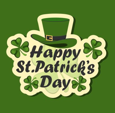 Aziz Patrick Günü. Yoncalı tasarım için vektör illüstrasyonu. Aziz Patrick Günü 'nde şablon tasarım afişi. Vektör illüstrasyonu EPS10