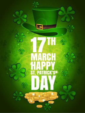 Aziz Patrick Günü posteri Vektör illüstrasyonu, Kaligrafik Harfler Mutlu Aziz Patrick Günü. Vektör İllüstrasyonu. Vektör illüstrasyonu EPS10