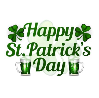 Aziz Patrick Günü posteri Vektör illüstrasyonu, Kaligrafik Harfler Mutlu Aziz Patrick Günü. Vektör İllüstrasyonu. Vektör illüstrasyonu EPS10