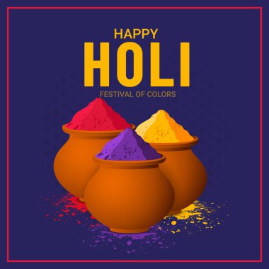 Renklerle dolu Holi bahar festivaliniz kutlu olsun vektör arkaplanını gerçekçi hacimli Holi ile selamlıyorum. 