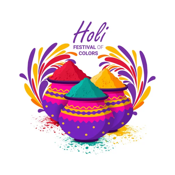 Indický Festival Barev Happy Holi Slavnostní Design Ilustrace Barevné Gulal — Stockový vektor