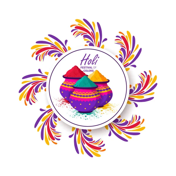 Festival Indio Colores Diseño Celebración Happy Holi Ilustración Colorido Gulal — Vector de stock
