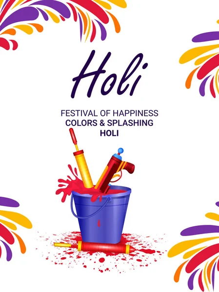 Indický Festival Barev Happy Holi Slavnostní Design Ilustrace Barevné Gulal — Stockový vektor