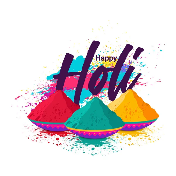 Feliz Celebración Holi Festival Indio Colores — Vector de stock