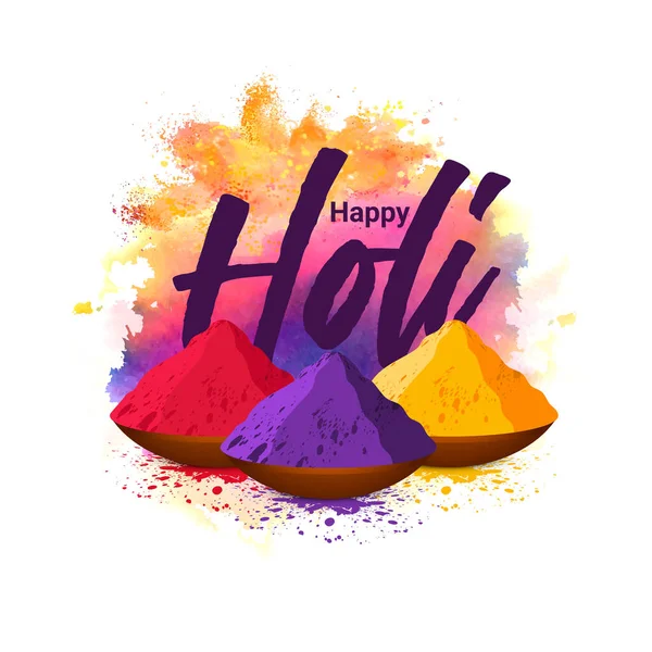 Feliz Celebración Holi Festival Indio Colores — Vector de stock