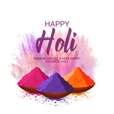 Soyut renkli Mutlu Holi arkaplanının çizimi