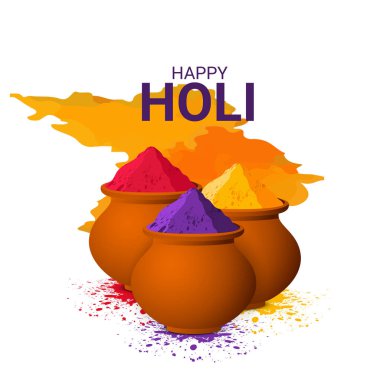 Hindistan 'ın renk festivali için soyut renkli Mutlu Holi arkaplanının tasviri