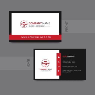 Yaratıcı ve temiz çift taraflı iş kartı şablonu. Düz Tasarım Vektör İllüstrasyonu.