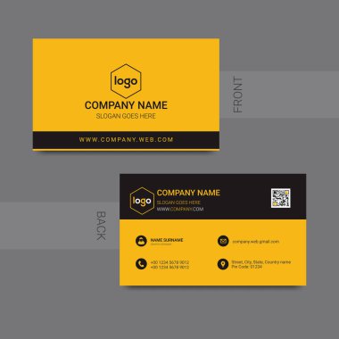 Kartvizit şablonu. Şirket logosu olan kişisel kartvizit. Temiz düz tasarım. Vektör çizimi. Kartvizit modeli