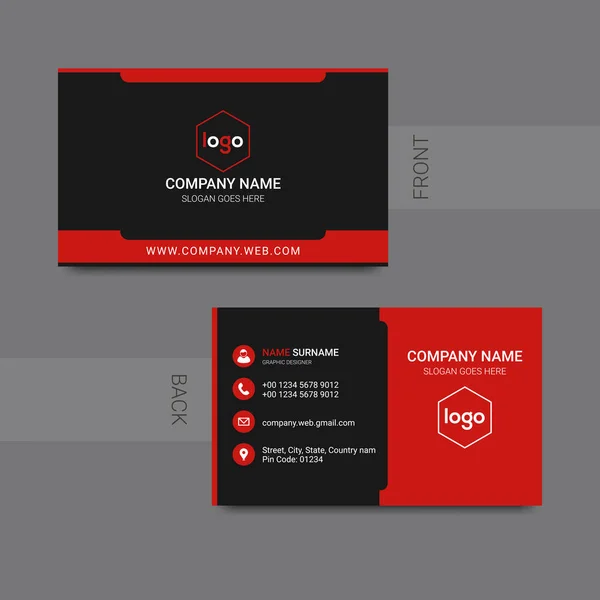 Creative Clean Double Side Business Card Template Векторная Иллюстрация Плоского — стоковый вектор