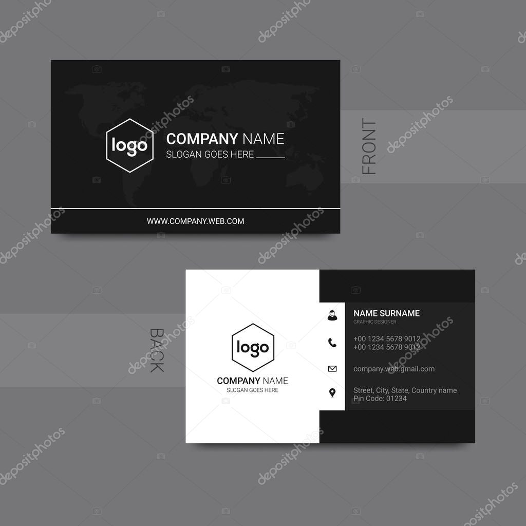 Creative and Clean Double-sided Business Card Template. Flat Design Vector Illustration.