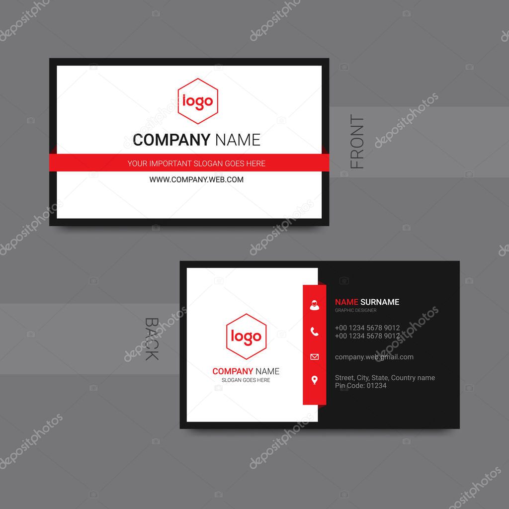 Creative and Clean Double-sided Business Card Template. Flat Design Vector Illustration.