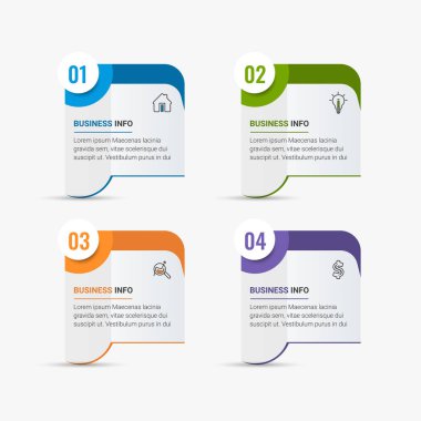 Bilgi elemanları veri görselleştirme vektör tasarım şablonu. Vektör çizimi. İş akışı düzeni, diyagram, iş adım seçenekleri, pankart, web tasarımı için kullanılabilir.