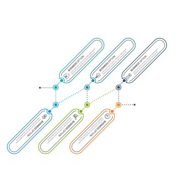 Bilgi elemanları veri görselleştirme vektör tasarım şablonu. İşlem çizelgesi. Grafiğin soyut ögeleri, adımlar, seçenekler, parçalar veya süreçlerle diyagram.