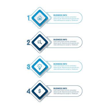 Bilgi elemanları veri görselleştirme vektör tasarım şablonu. Vektör çizimi. İş akışı düzeni, diyagram, iş adım seçenekleri, pankart, web tasarımı için kullanılabilir.
