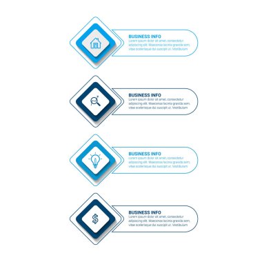Bilgi elemanları veri görselleştirme vektör tasarım şablonu. Vektör çizimi. İş akışı düzeni, diyagram, iş adım seçenekleri, pankart, web tasarımı için kullanılabilir.