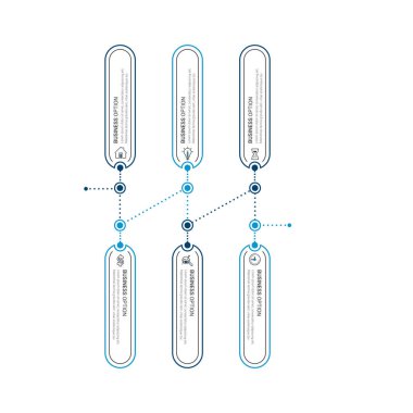 Bilgi elemanları veri görselleştirme vektör tasarım şablonu. İşlem çizelgesi. Grafiğin soyut ögeleri, adımlar, seçenekler, parçalar veya süreçlerle diyagram.