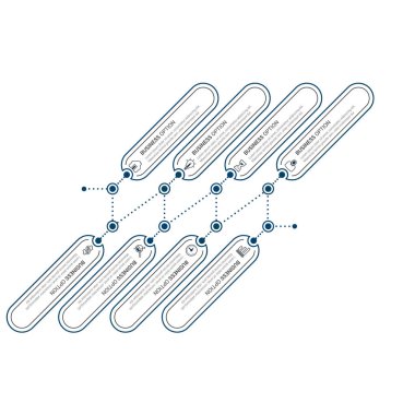 Bilgi elemanları veri görselleştirme vektör tasarım şablonu. İşlem çizelgesi. Grafiğin soyut ögeleri, adımlar, seçenekler, parçalar veya süreçlerle diyagram.