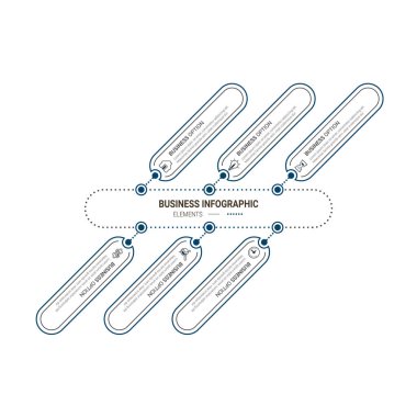 Bilgi elemanları veri görselleştirme vektör tasarım şablonu. İşlem çizelgesi. Grafiğin soyut ögeleri, adımlar, seçenekler, parçalar veya süreçlerle diyagram.