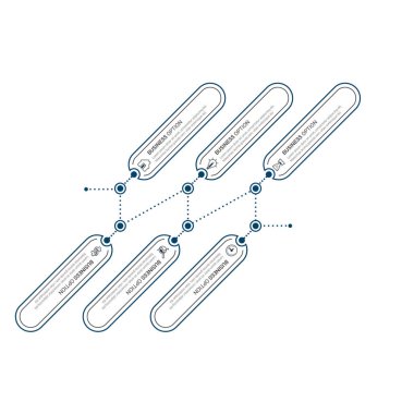 Bilgi elemanları veri görselleştirme vektör tasarım şablonu. İşlem çizelgesi. Grafiğin soyut ögeleri, adımlar, seçenekler, parçalar veya süreçlerle diyagram.