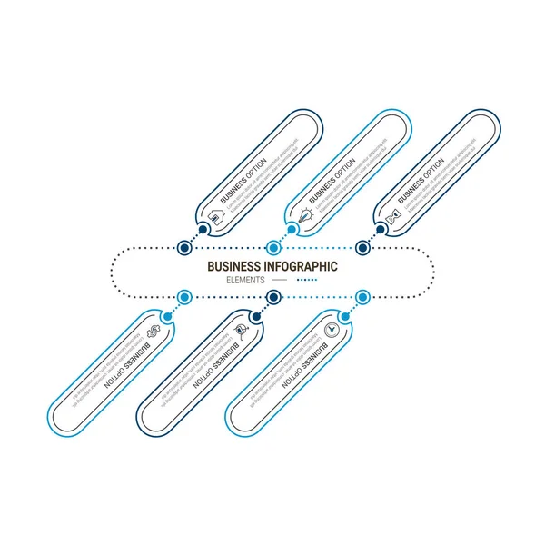 Bilgi elemanları veri görselleştirme vektör tasarım şablonu. İşlem çizelgesi. Grafiğin soyut ögeleri, adımlar, seçenekler, parçalar veya süreçlerle diyagram.