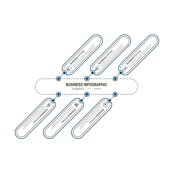 Bilgi elemanları veri görselleştirme vektör tasarım şablonu. İşlem çizelgesi. Grafiğin soyut ögeleri, adımlar, seçenekler, parçalar veya süreçlerle diyagram.