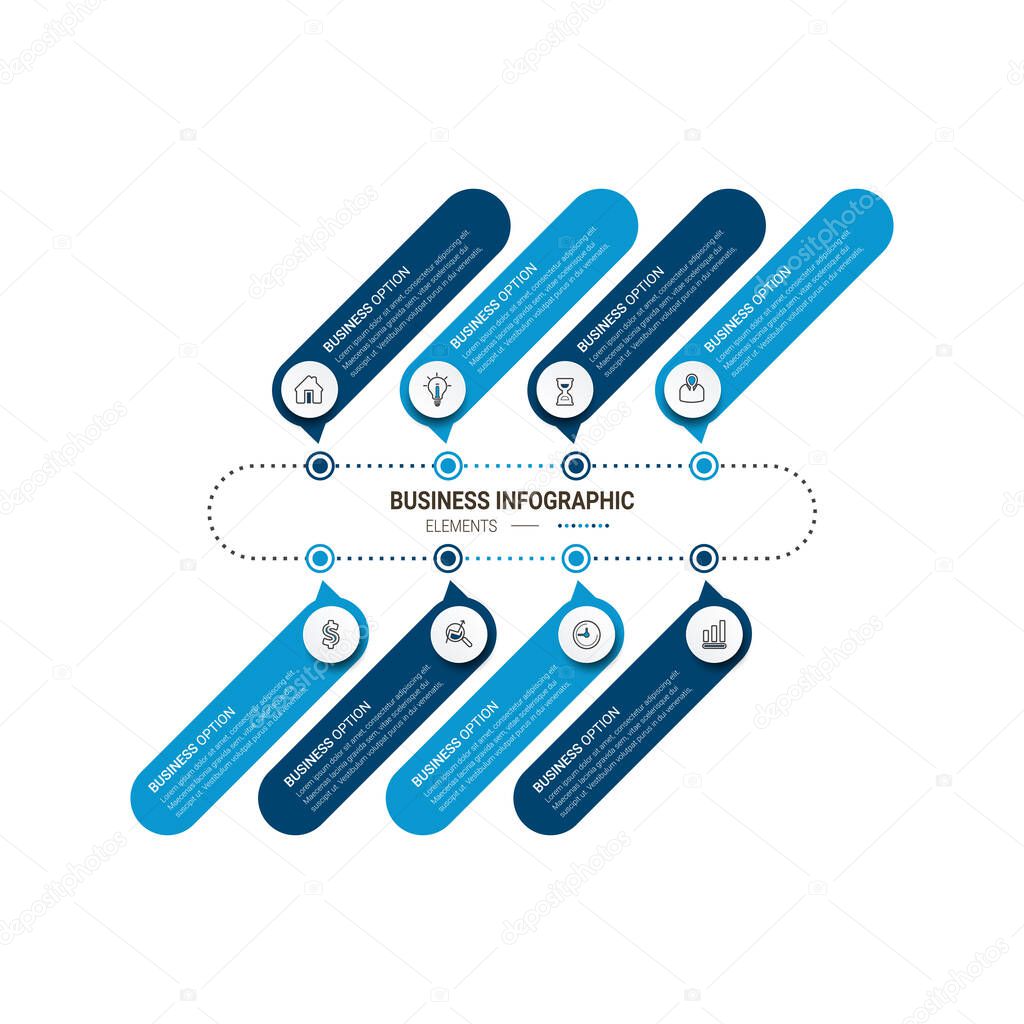 Vector infographics timeline design template. Process chart. Abstract elements of graph, diagram, options, parts or processes. Vector business template for presentation. Creative concept for infographic. 