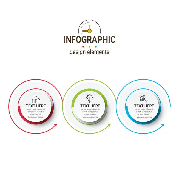 Vektor Illusztráció Infografikai Tervezési Sablon Ikonokkal Használható Munkafolyamat Elrendezés Diagram — Stock Vector