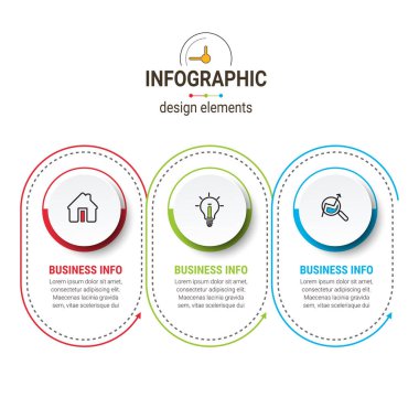 Infographic tasarım vektörü ve pazarlama simgeleri. iş akışı düzeni, pankart, diyagram, sayı seçenekleri, adım seçenekleri, web tasarımı için kullanılabilir.