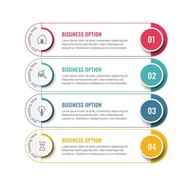 Simgeli vektör illüstrasyon Infographic tasarım şablonu. iş akışı düzeni, diyagram, yıllık rapor, web tasarımı için kullanılabilir.
