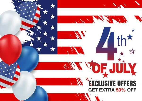 Giorno Indipendenza Usa Vendita Promozione Banner Modello Usa Independence Day — Vettoriale Stock