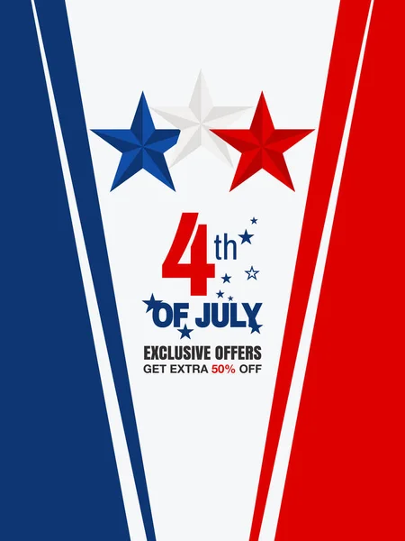 Giorno Indipendenza Usa Vendita Promozione Banner Modello Usa Independence Day — Vettoriale Stock