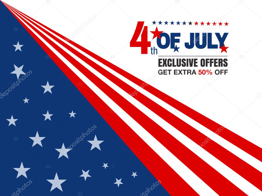 Independence day USA sale promotion banner template. USA Independence Day banner for sale, discount, advertisement, web etc