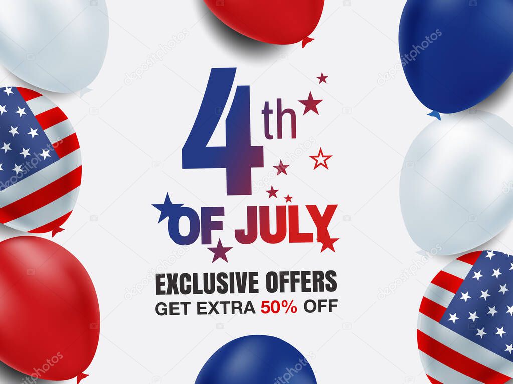4th of July celebration poster template.fourth of july voucher discount.Vector illustration . 