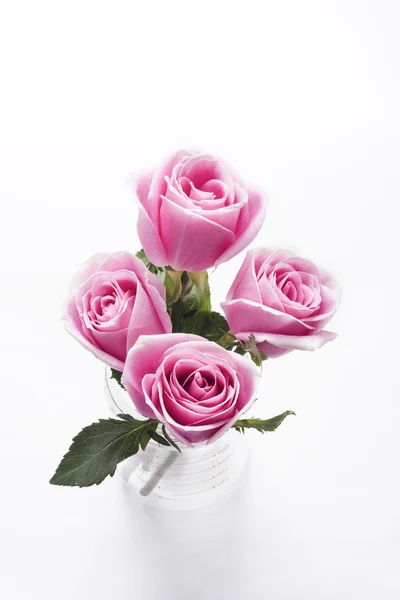 Pink rose in vase ,top view — Stock Photo, Image