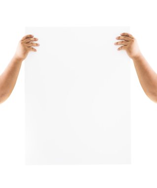 Arka planda boş tahtayı tutan eller