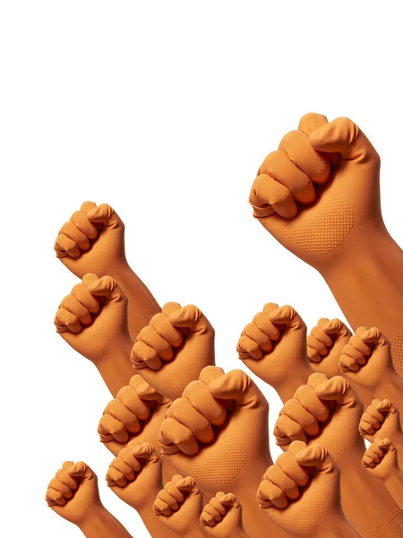 Orange rubber gloves on background — Stock Photo, Image