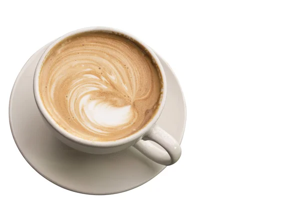 Heißen Kaffee mit Latte Art isoliert auf dem Hintergrund — Stockfoto