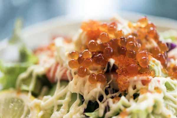 Salmon egg salad close up — Stock Photo, Image