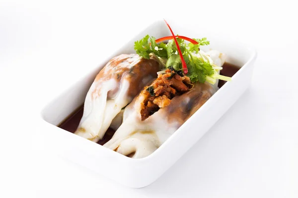 Hong Kong yummy food,Tradition Chinese rice roll with meat — Stock Photo, Image