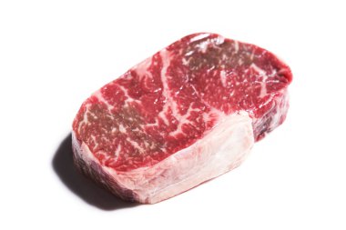 Arka plan üzerinde taze çiğ mermer sığır eti biftek  
