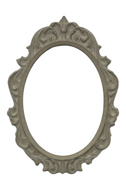 Beyaz arka plan üzerinde yalıtılmış bağbozumu taş oval resim çerçevesi